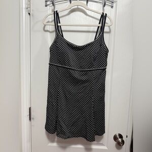 Great Lengths One Piece Swimsuit Dress Women’s 16 Black‎ White Polka Dot Classic